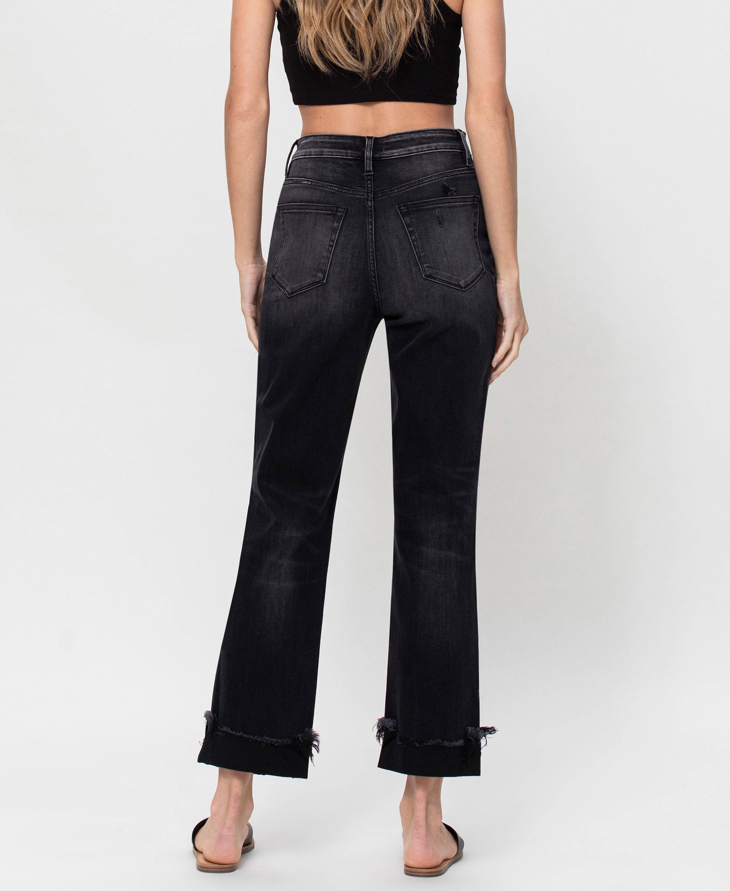 Super High Rise Button Up Cuffed 90'S Dad Jeans F4558