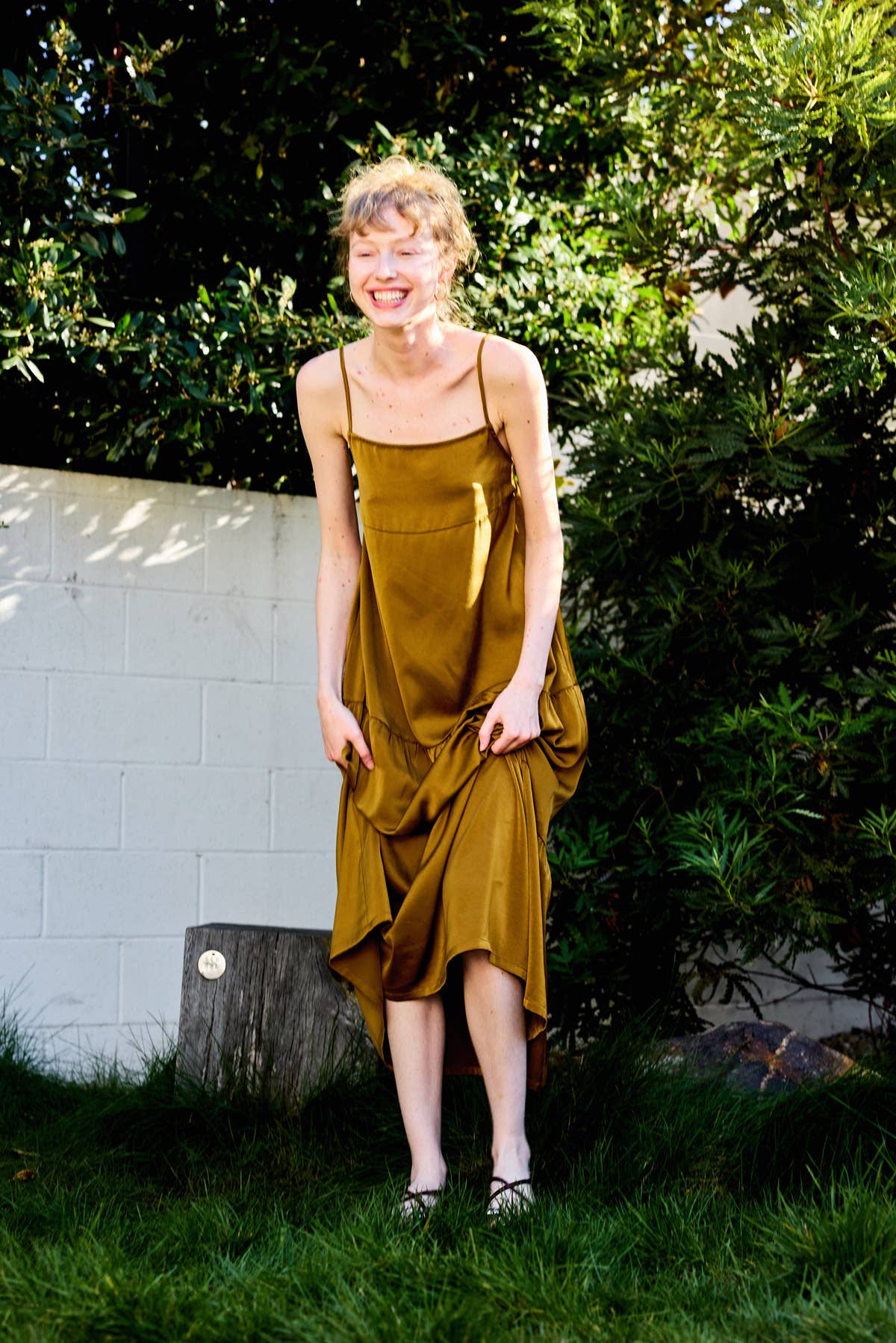 Lara Daisy - Leopard Square Neck Ruffled Hem Cami Midi Dress