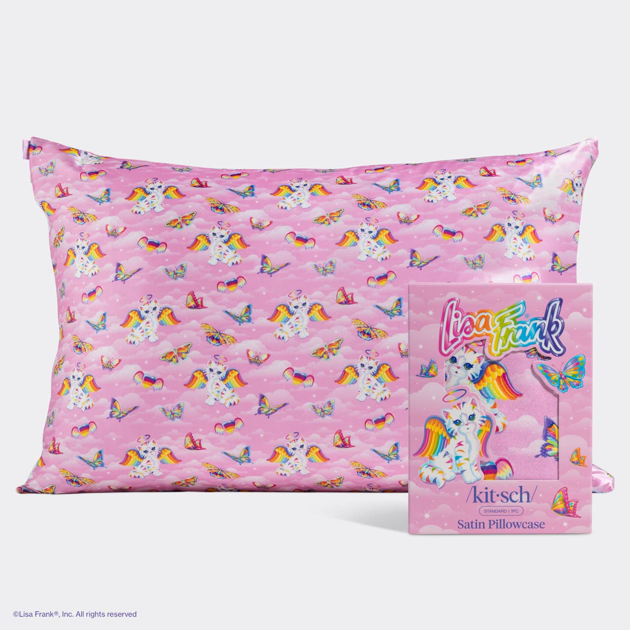 KITSCH - Lisa Frank x Kitsch Standard Satin Pillowcase - Angel Kitty™ in