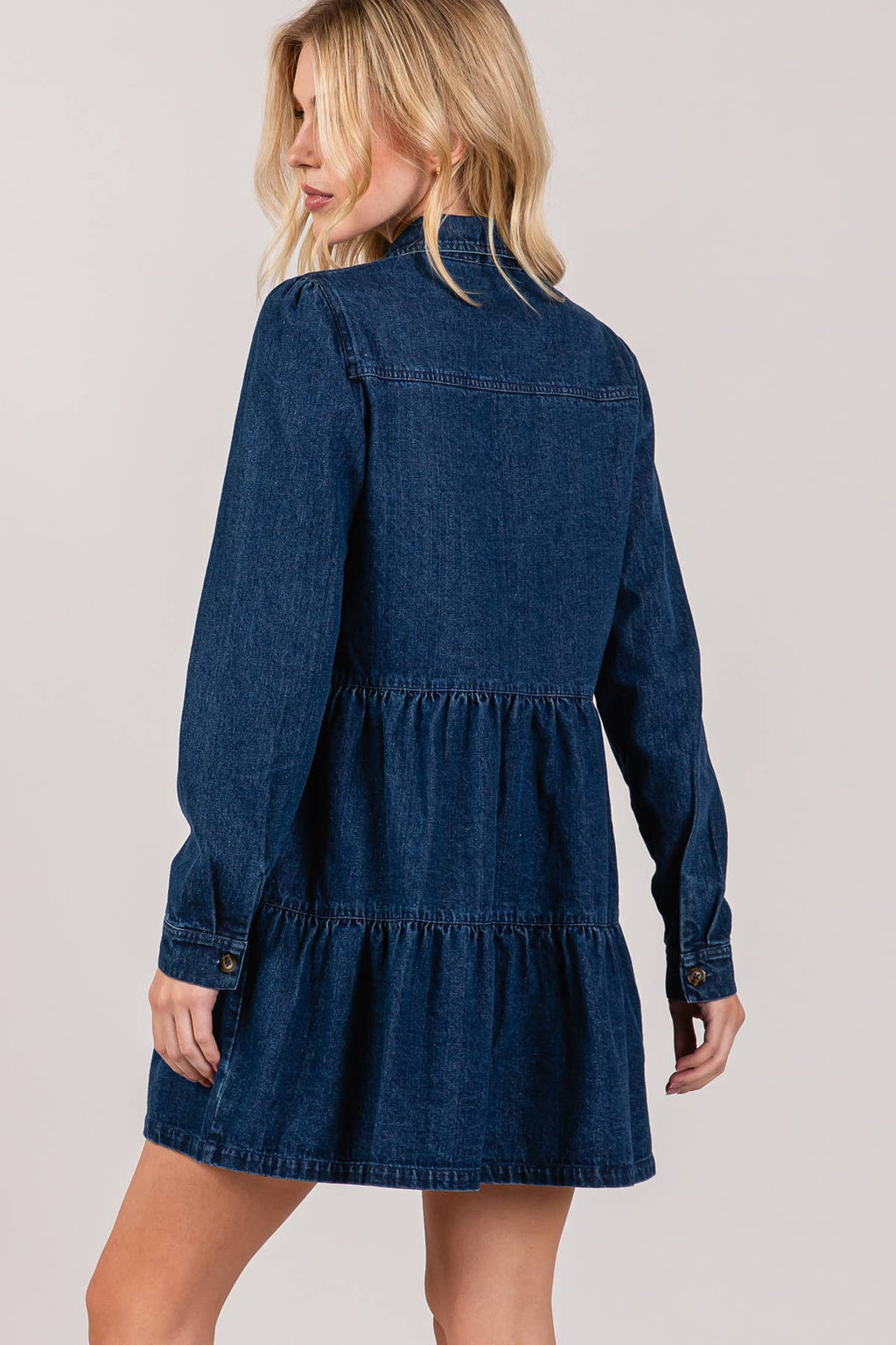 Button down Babydoll Ruffle Denim Dress