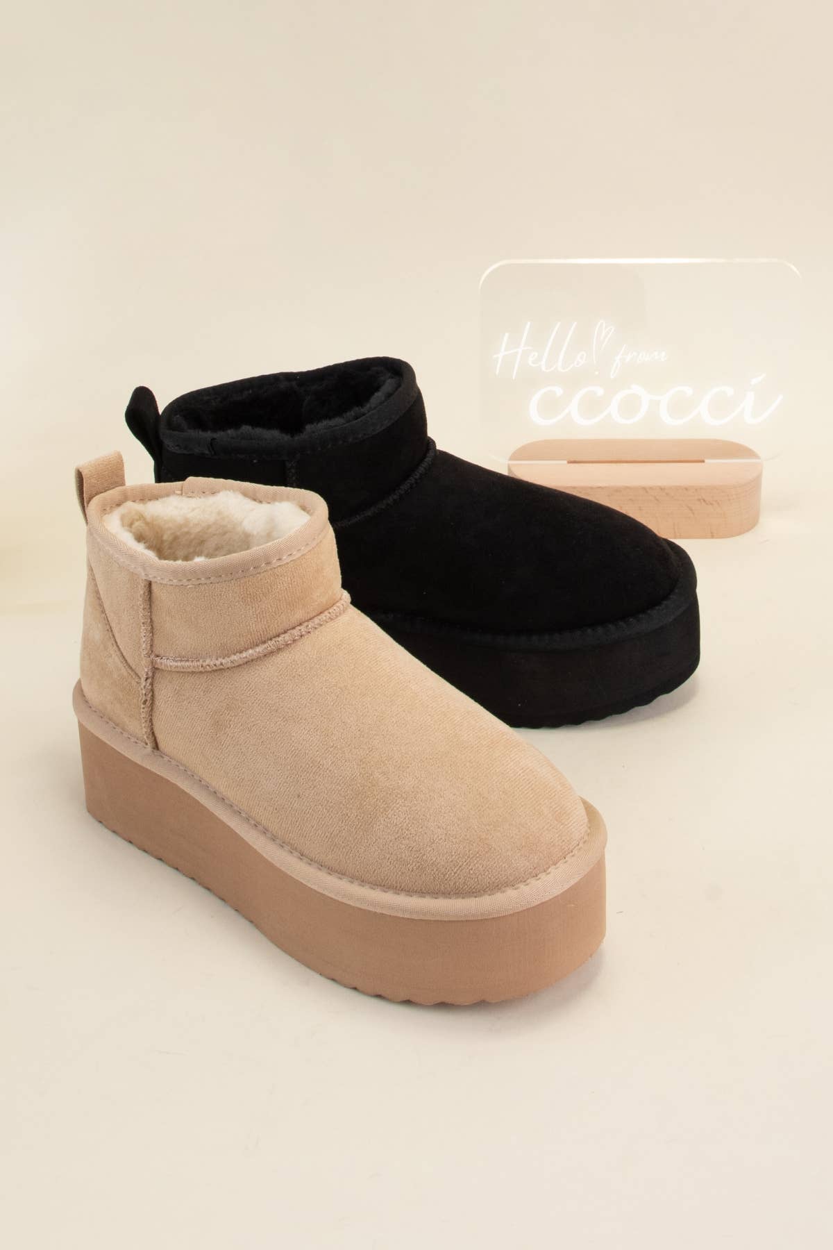 Benji Mini Ankle Platform Heel Fur-lined Boots