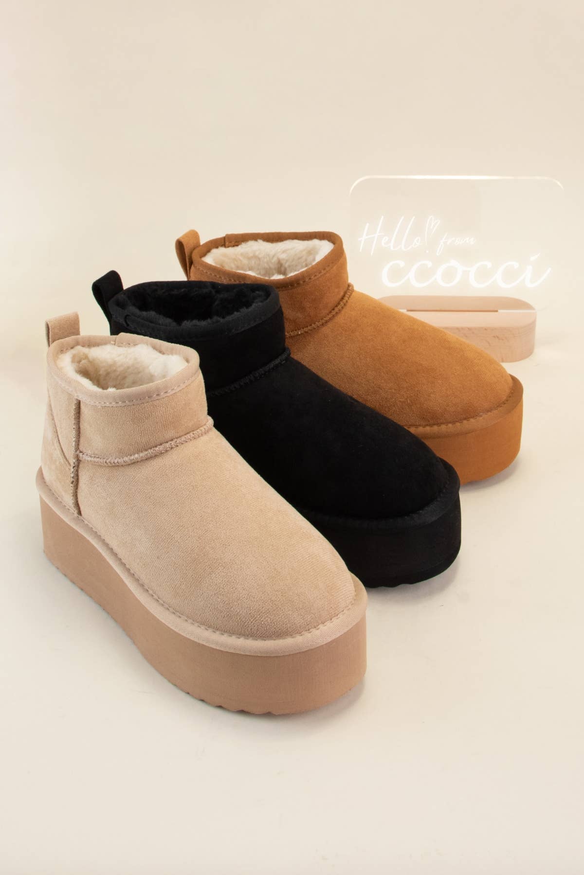 Benji Mini Ankle Platform Heel Fur-lined Boots