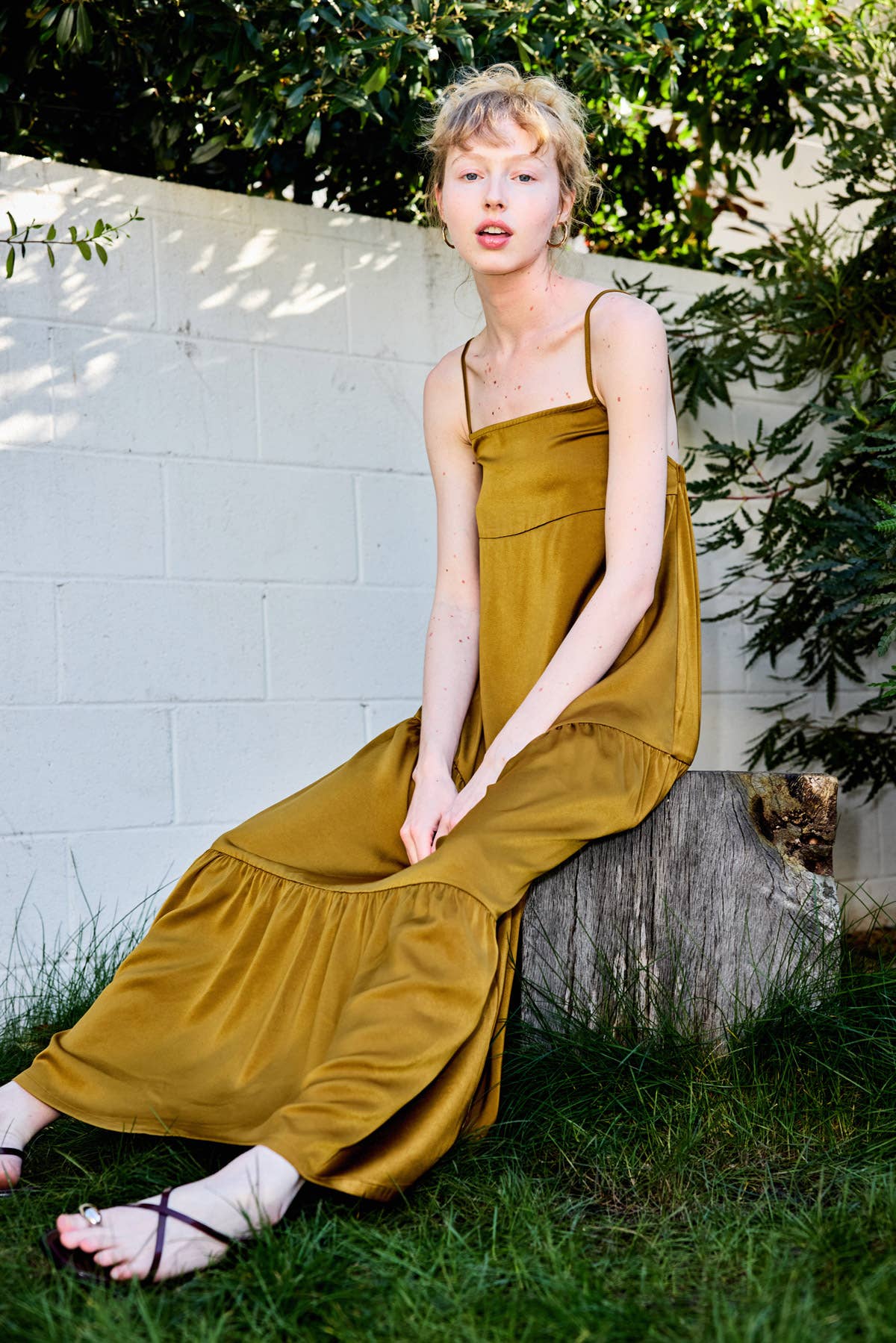 Lara Daisy - Leopard Square Neck Ruffled Hem Cami Midi Dress