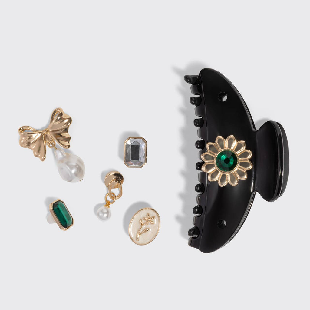 KITSCH - KitschPop™️ Curved Claw Clip 7pc Set Vintage - Black