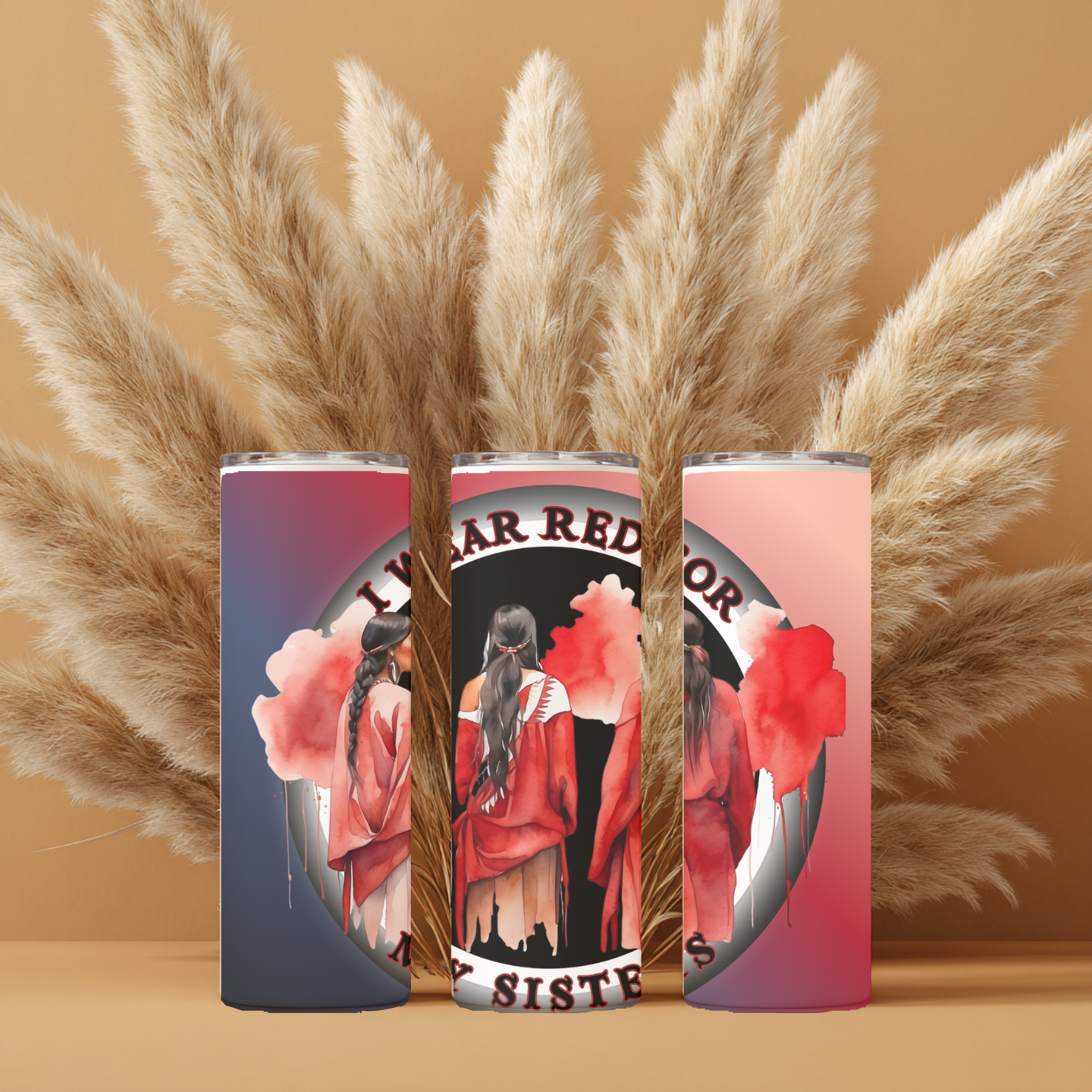 I Wear Red for My Sisters Tumbler | Missing & Murdered Indigenous Women 20 oz Skinny Tumbler | MMIW Awareness Gift | Native American Travel Mug