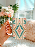 Pastel Aztec 15 oz Coffee Mug | Teal & Pink Southwestern Mug | Boho Western Ceramic Coffee Cup | Native-Inspired Gift for Her