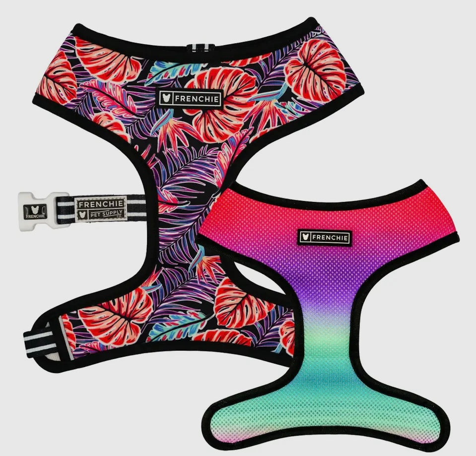 Frenchie Reversible Duo Harness in Tropical Palms