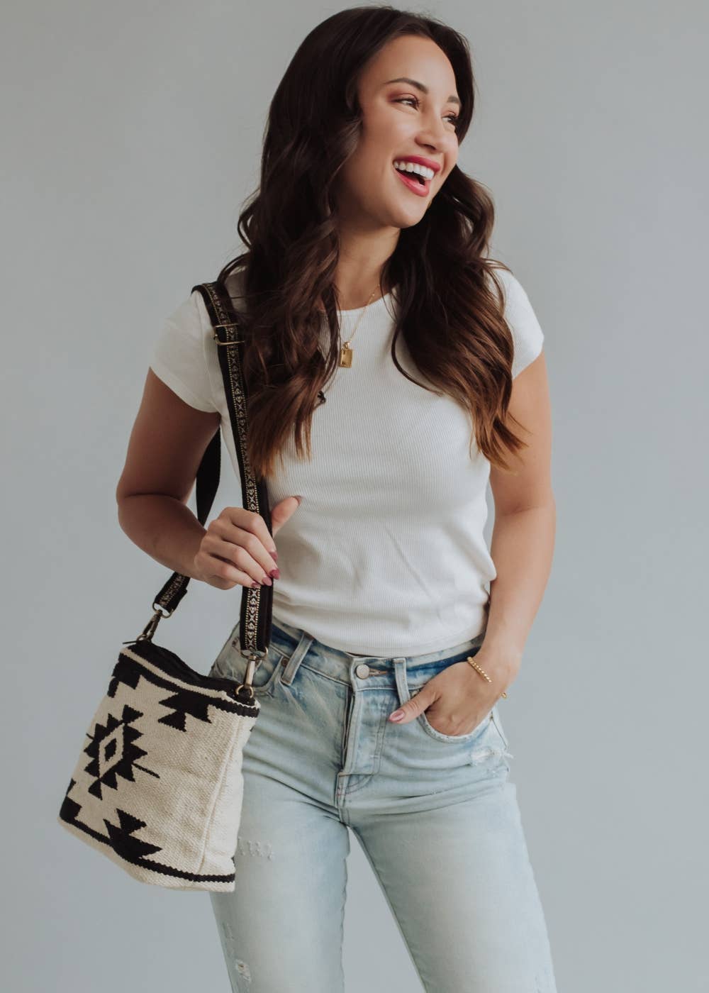 Panache Apparel Co. - Cream & Black Aztec Crossbody