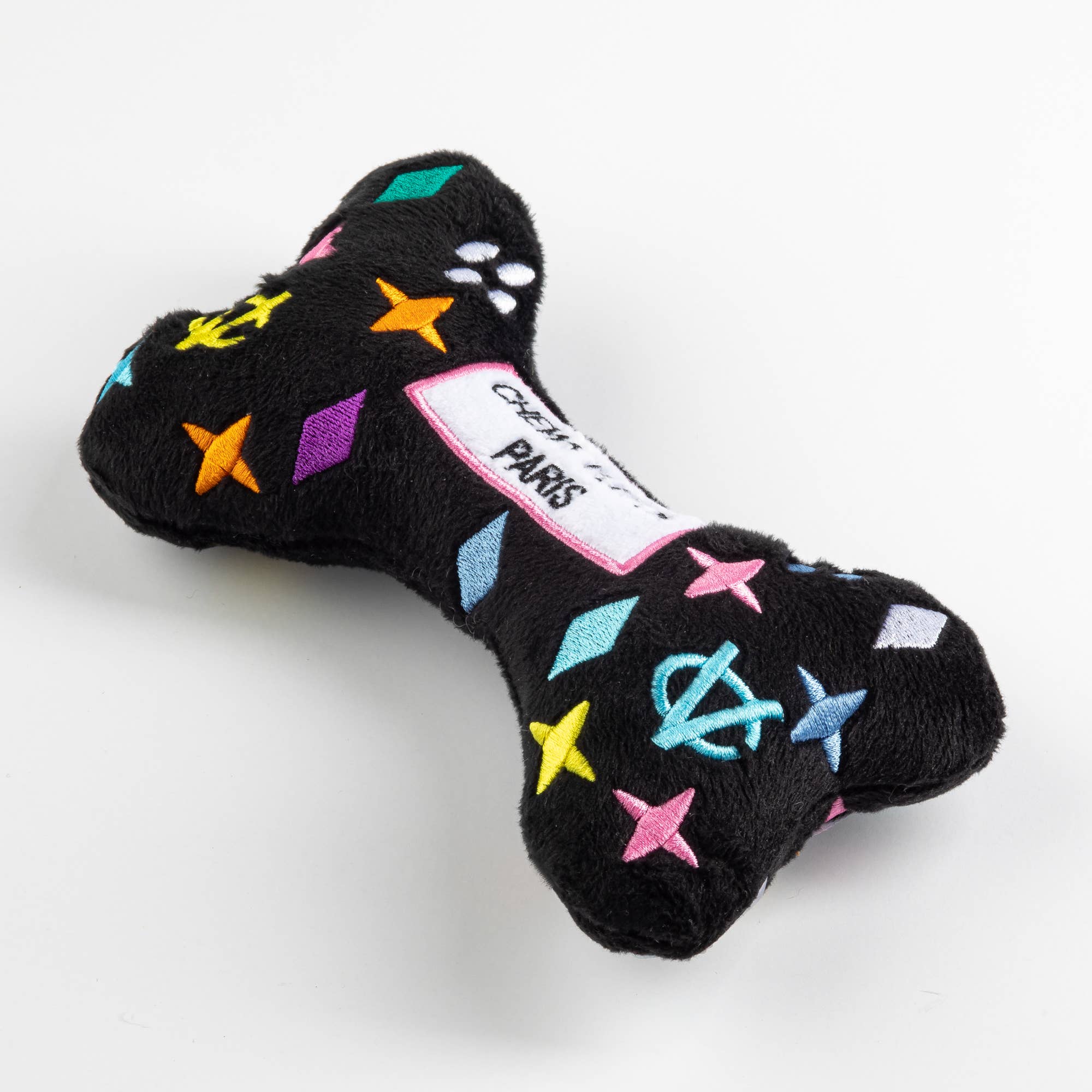 Black Monogram Chewy Vuiton Bone Squeaker Dog Toy