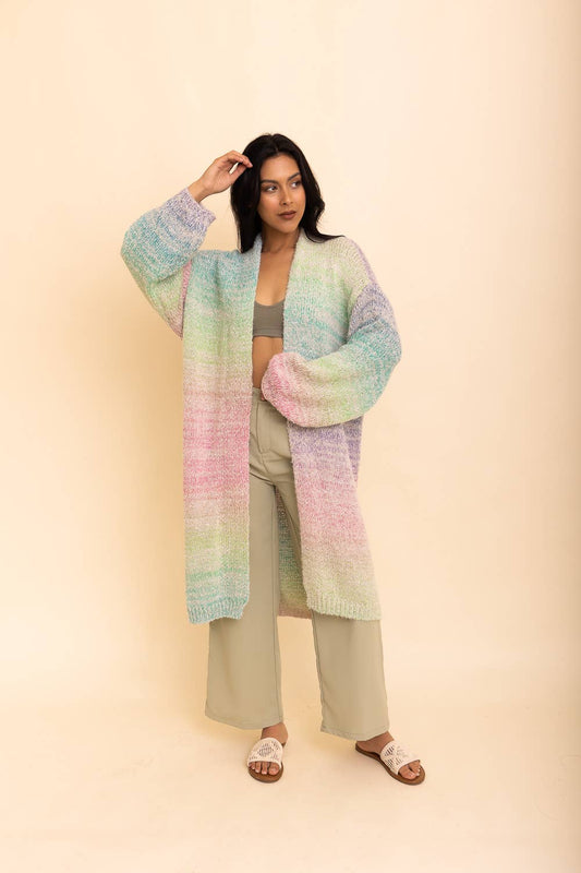 Cozy Knit Ombre Longline Cardigan