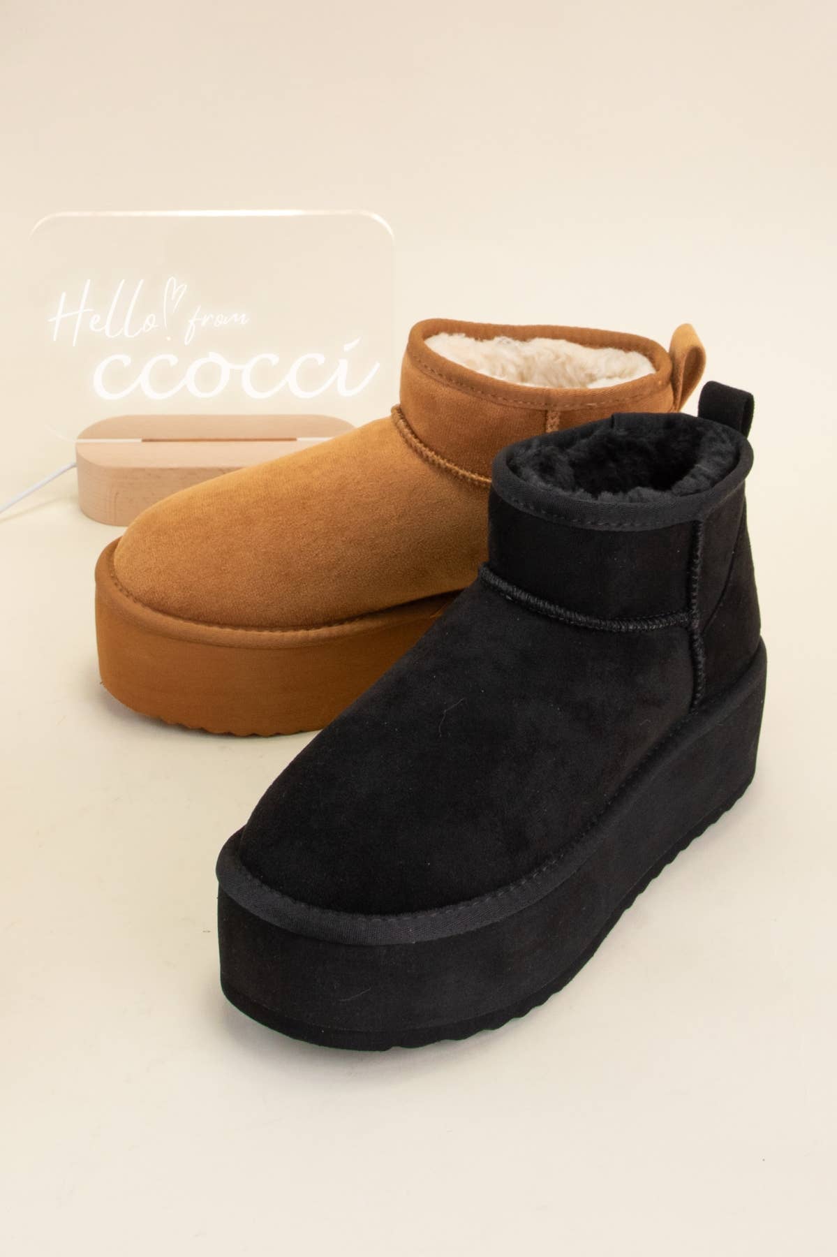 Benji Mini Ankle Platform Heel Fur-lined Boots