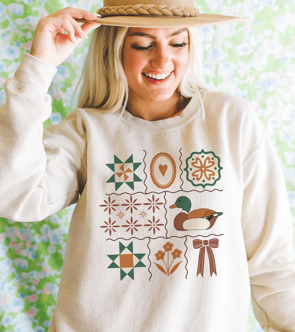Grandma Core Folkart Mallard Sweatshirt