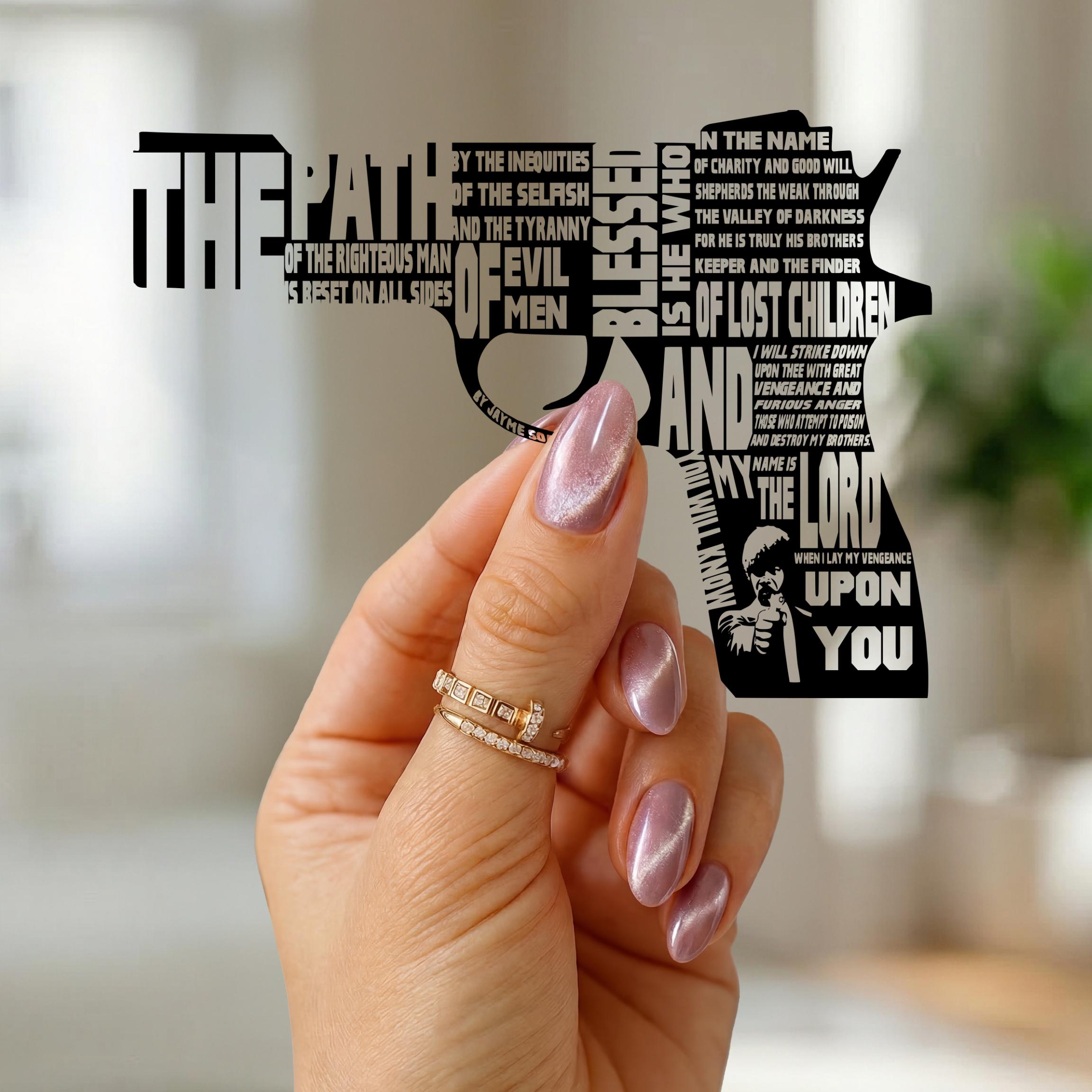 Pulp Fiction Jules Winnfield Ezekiel 25:17 Gun Sticker