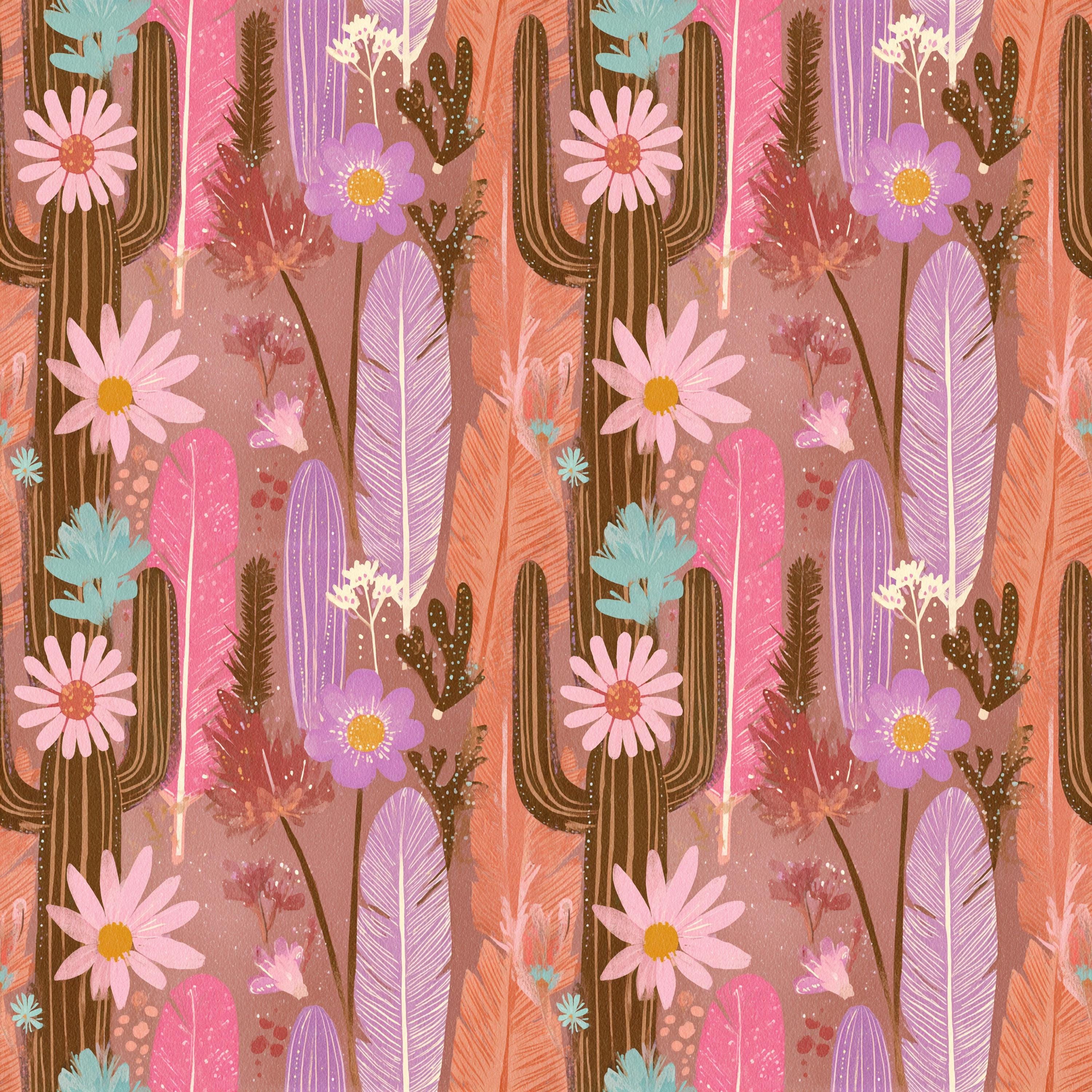 Boho Cactus & Feather Stainless Steel Tumbler
