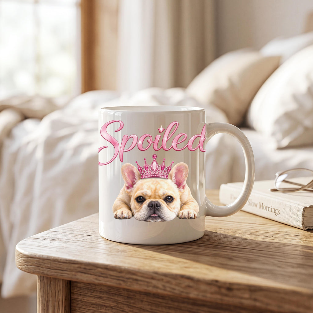 Spoiled Frenchie Queen Mug Set | Set of 3 French Bulldog Mugs | 11 oz Ceramic Coffee Mug Collection | Dog Mom Gift
