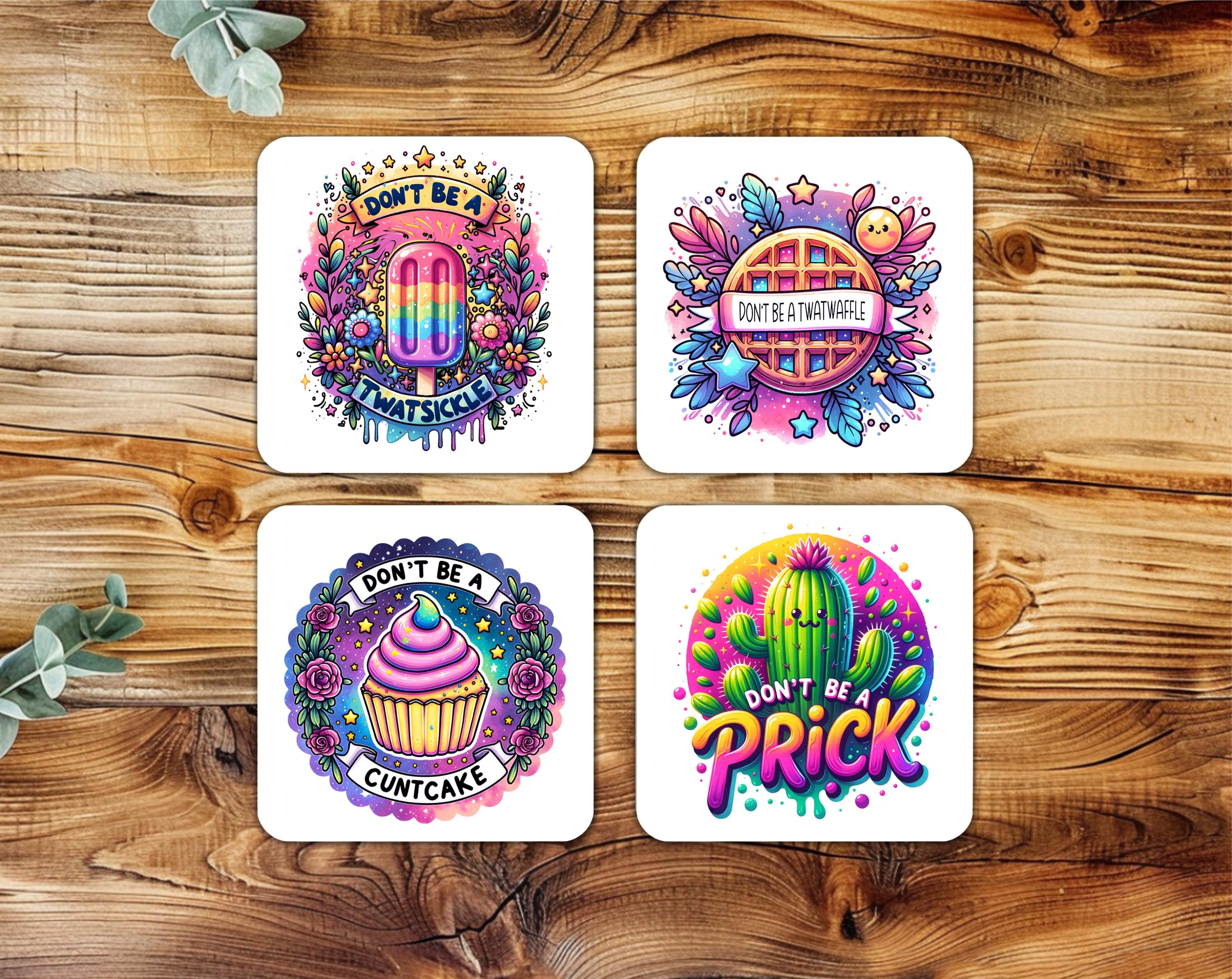 Funny & Inappropriate Coaster Set – Set of 4 Hardboard Coasters