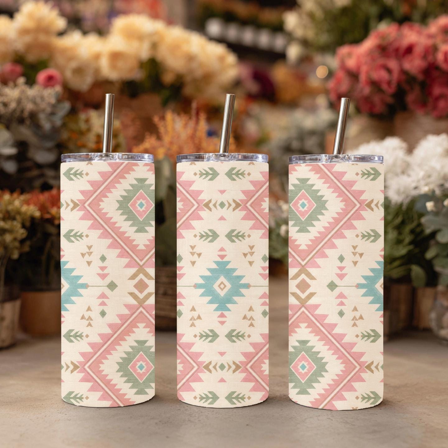 Pastel Southwestern Aztec 20 oz Skinny Tumbler
