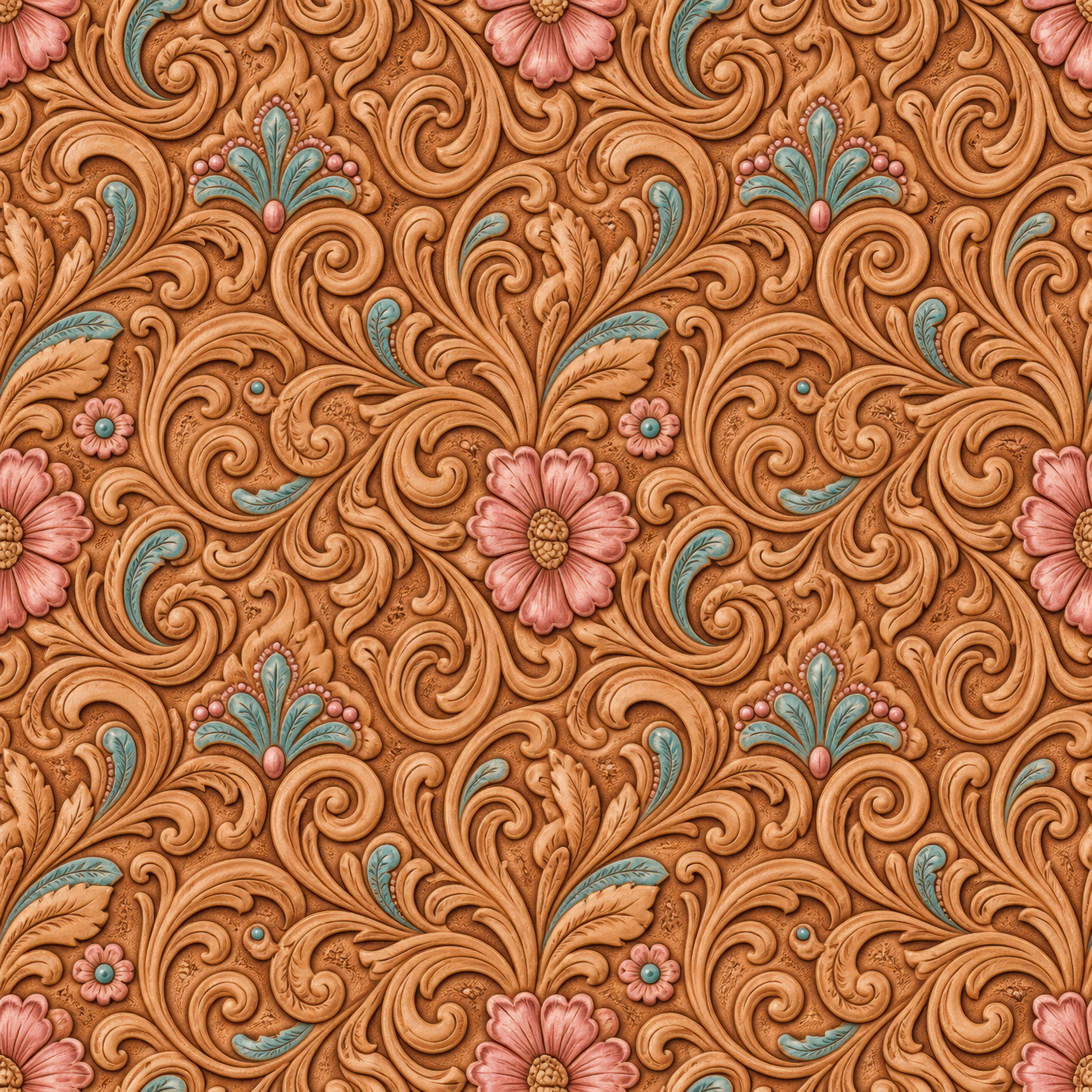Tooled Leather Floral 20 oz Skinny Tumbler