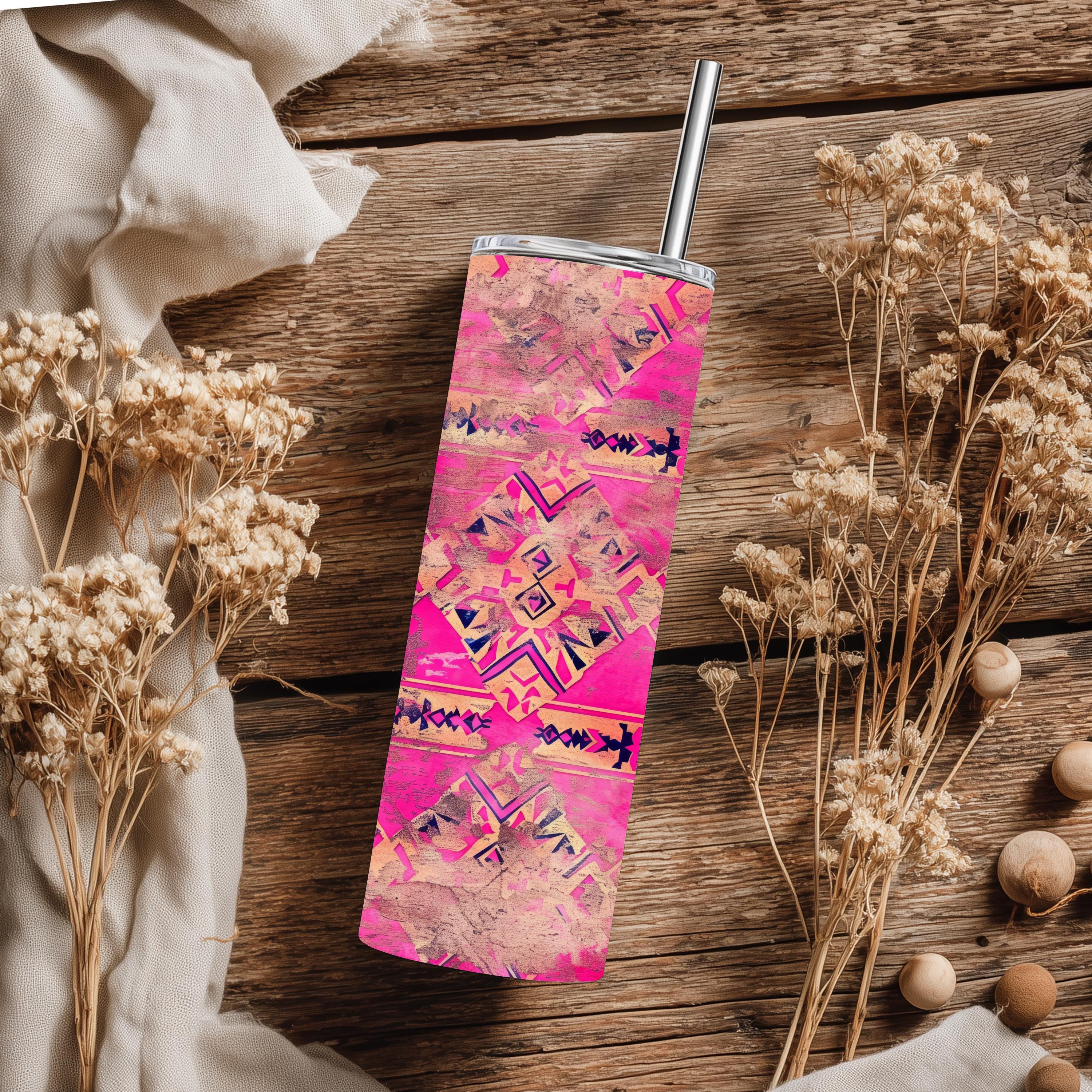 Pink Western Aztec 20 oz Skinny Tumbler