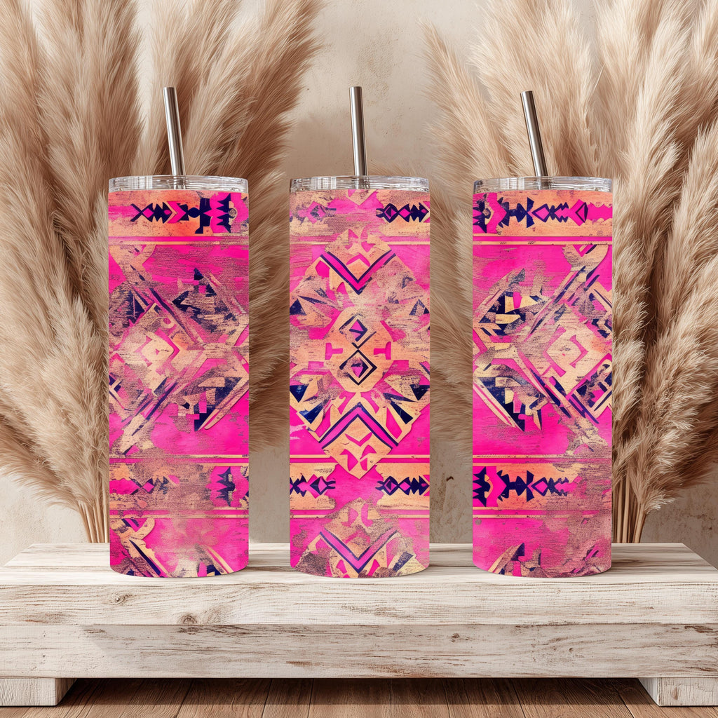 Pink Western Aztec 20 oz Skinny Tumbler