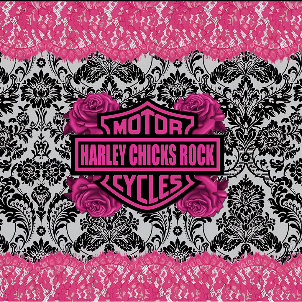 Harley Chicks Ride Motorcycles Tumbler | Pink Biker Girl Tumbler | Motorcycle Lover Gift | Women's Riding Cup