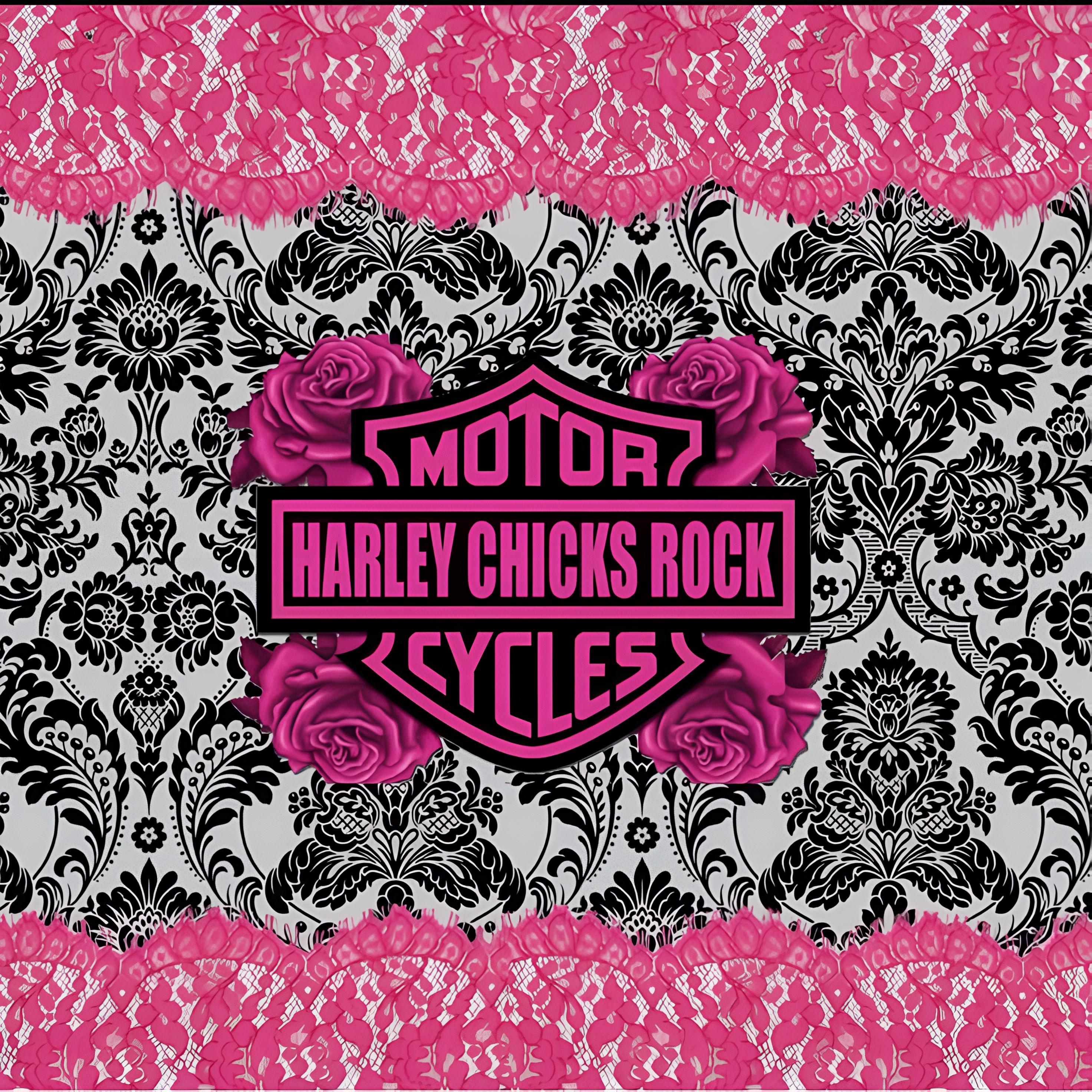 Harley Chicks Ride Motorcycles Tumbler | Pink Biker Girl Tumbler | Motorcycle Lover Gift | Women's Riding Cup