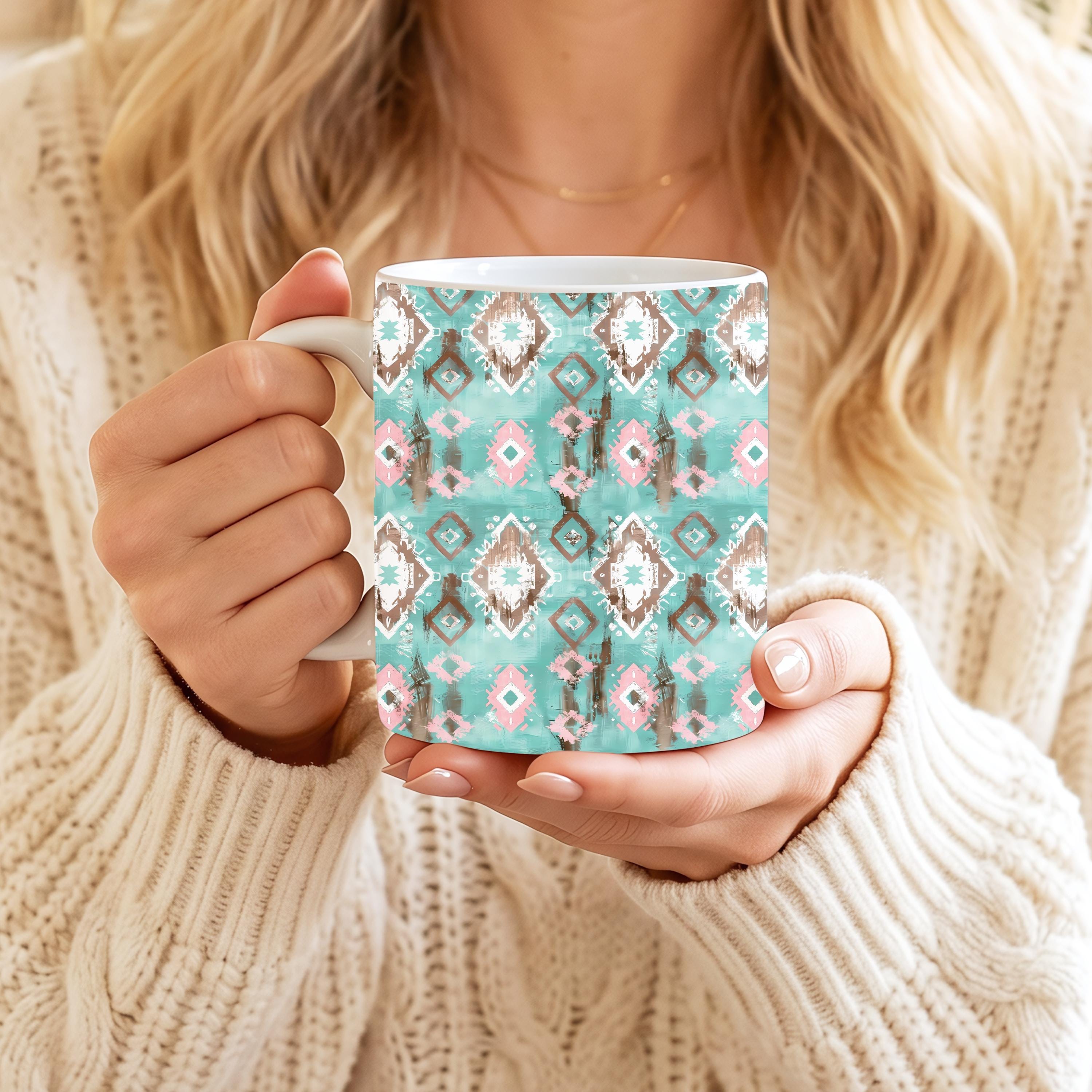 Southwestern Mug Collection – Set of 4 | 11 oz Ceramic Coffee Mugs