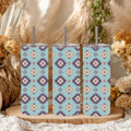 Light Blue Southwestern Aztec 20 oz Skinny Tumbler | Boho Western Stainless Steel Tumbler | Native-Inspired Geometric Pattern | Gift for Her