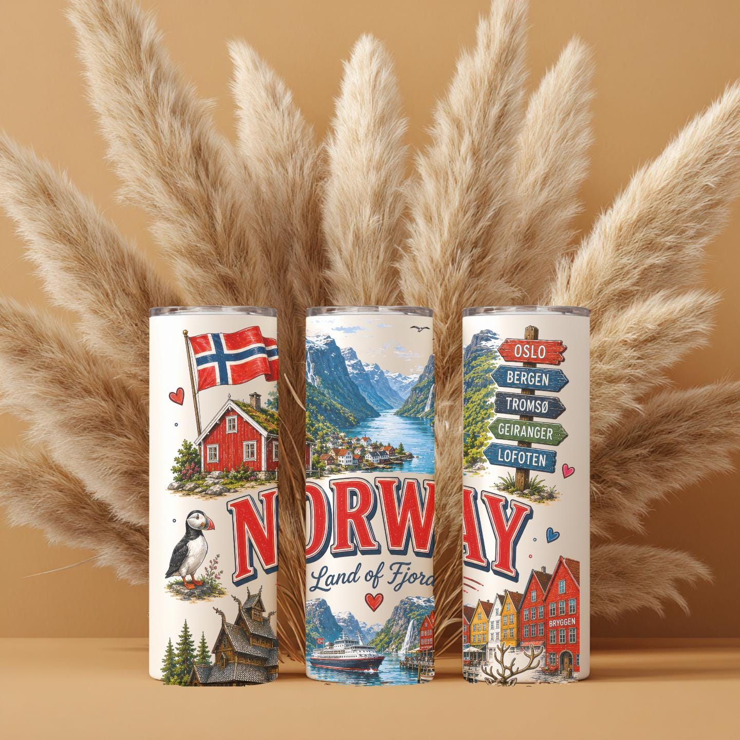 Norway Travel Tumbler | Norwegian Fjords 20 oz Skinny Tumbler | Scandinavian Gift | Norway Souvenir Cup | Nordic Travel Mug