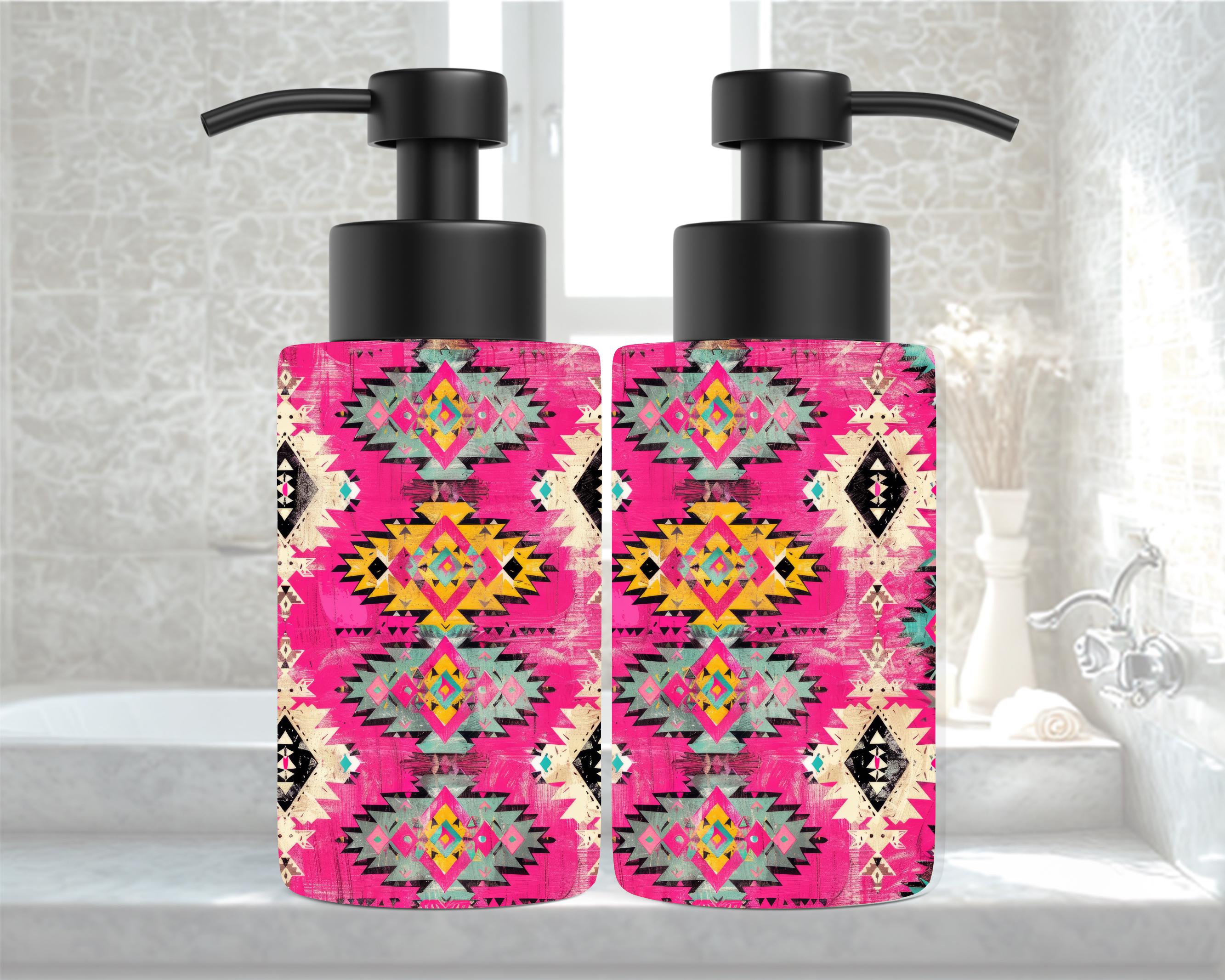 Hot Pink Western Aztec Soap Dispenser | Southwestern Bathroom Décor | Boho Farmhouse Soap Pump