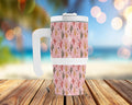Pink Cactus 20 oz Grip Handle Tumbler | Western Travel Mug | Desert Coffee Cup | Insulated Handle Tumbler | Hot & Cold Drink Cup